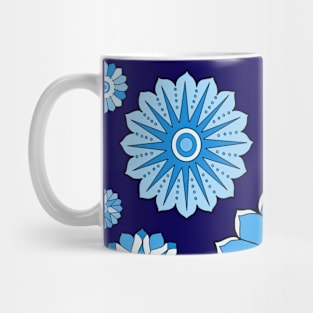 Blue Psychedelic Floral Power Pattern Mug